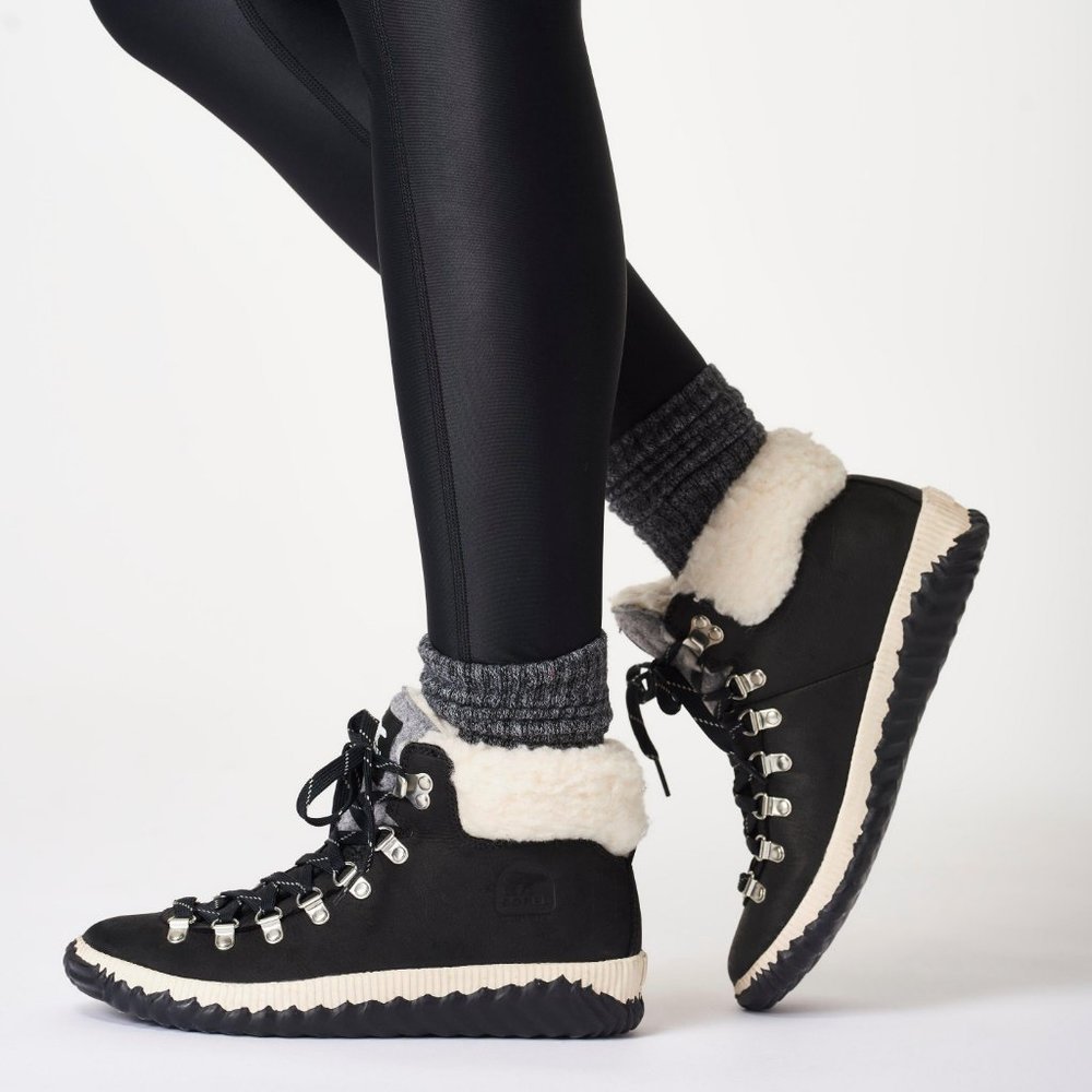 Sorel Out N About Conquest Waterproof Suede Boot Black - Picture 2 of 14